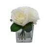 19cm White Roses Artificial Plant In Clear Square Glass Vase -Hozelock Shop 19cm white roses artificial plant in clear square glass vase5010795682690 01c bq
