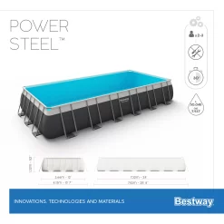Bestway Power Steel® Plain Polyvinyl Chloride (PVC) & Steel Pool (W) 3.66m X (L) 7.32m -Hozelock Shop bestway power steel plain polyvinyl chloride pvc steel pool w 3 66m x l 7 32m6942138987195 01t