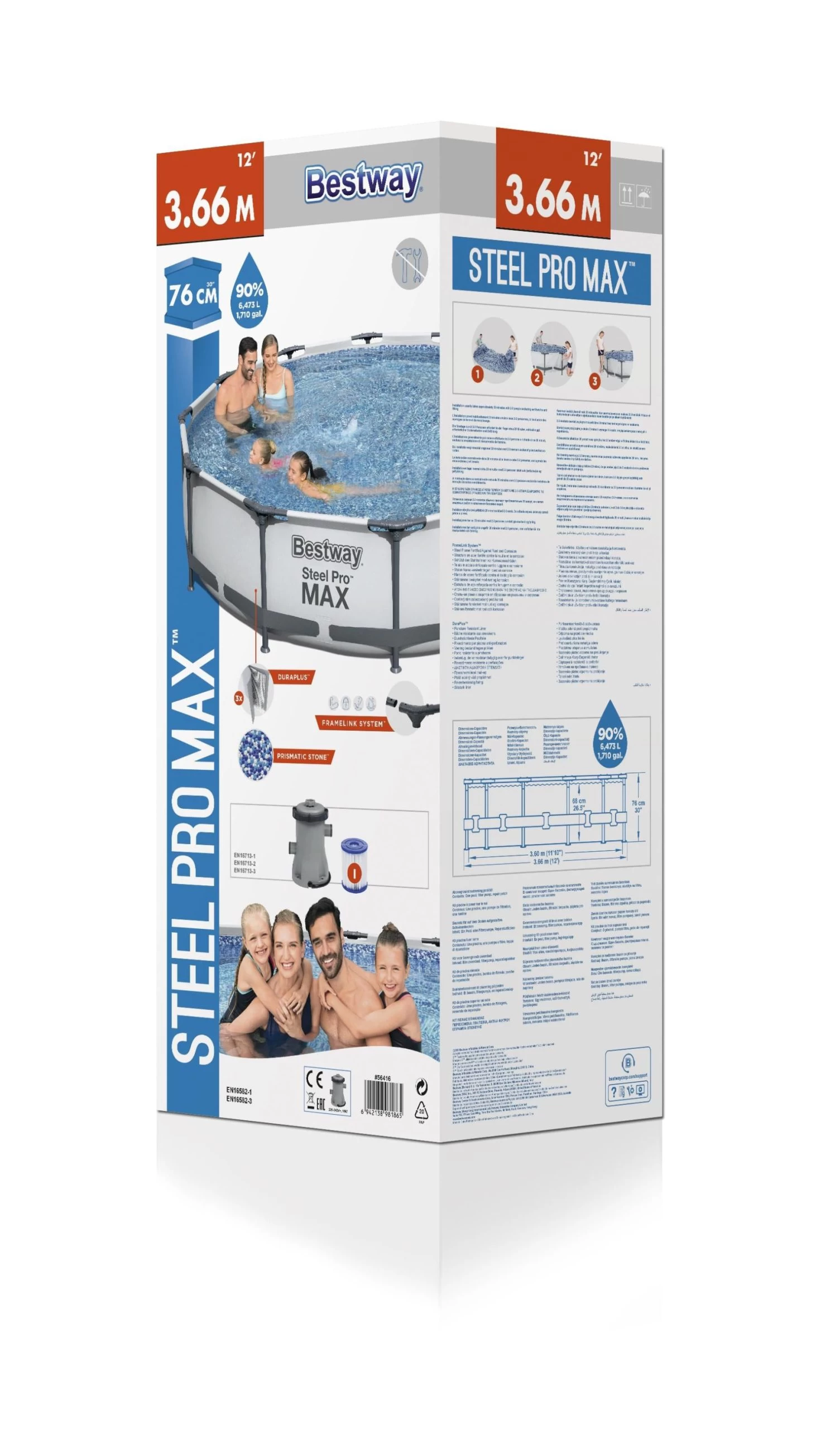 Bestway Steel pro max Polyvinyl chloride (PVC) Family swimming pool (W) 3.97m x (L) 3.66m Bestway Steel Pro Max Polyvinyl Chloride (PVC) Family Swimming Pool (W) 3.97m X (L) 3.66m -Hozelock Shop bestway steel pro max polyvinyl chloride pvc family swimming pool w 3 97m x l 3 66m6942138981889 04c bq scaled