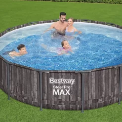 Bestway Steel Pro MAX™ Wood Effect Polyvinyl Chloride (PVC) & Steel Pool (W) 4.27m X (L) 4.27m -Hozelock Shop bestway steel pro max wood effect polyvinyl chloride pvc steel pool w 4 27m x l 4 27m6942138983968 01i