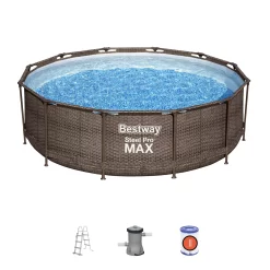 Bestway Steel Pro Rattan Print Metal & Plastic Pool -Hozelock Shop bestway steel pro rattan print metal plastic pool6942138986228 36c bq