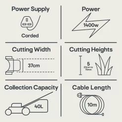 Bosch Rotak 370 ER Corded Rotary Lawnmower -Hozelock Shop bosch rotak 370 er corded rotary lawnmower3165140727709 01t EN bq