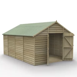 Forest Garden 10x15 Apex Pressure Treated Overlap Wooden Shed With Floor - Assembly Service Included