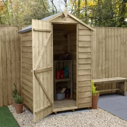 Forest Garden 4x3 Apex Pressure Treated Overlap Wooden Shed With Floor (Base Included) - Assembly Service Included