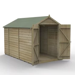 Forest Garden 6x10 Apex Pressure Treated Overlap Wooden Shed With Floor (Base Included)