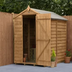 Forest Garden 6x4 Apex Dip Treated Overlap Wooden Shed With Floor - Assembly Service Included