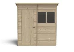 Forest Garden 6x4 Pent Pressure Treated Overlap Wooden Shed With Floor (Base Included) - Assembly Service Included -Hozelock Shop forest garden 6x4 pent pressure treated overlap wooden shed with floor base included assembly service included5013053178416 02c bq