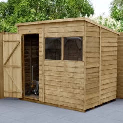 Forest Garden 7x5 Pent Pressure Treated Overlap Wooden Shed With Floor