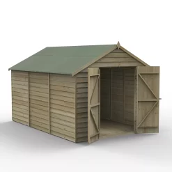 Forest Garden 8x12 Apex Pressure Treated Overlap Wooden Shed With Floor (Base Included)