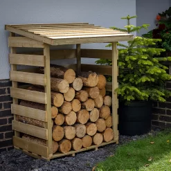 Forest Garden Compact Timber 3x3 Ft Pent Log Store -Hozelock Shop forest garden compact timber 3x3 ft pent log store5013053189900 04i