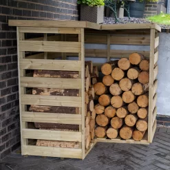 Forest Garden Corner Timber 4x4 Ft Log Store -Hozelock Shop forest garden corner timber 4x4 ft log store5013053190005 02i
