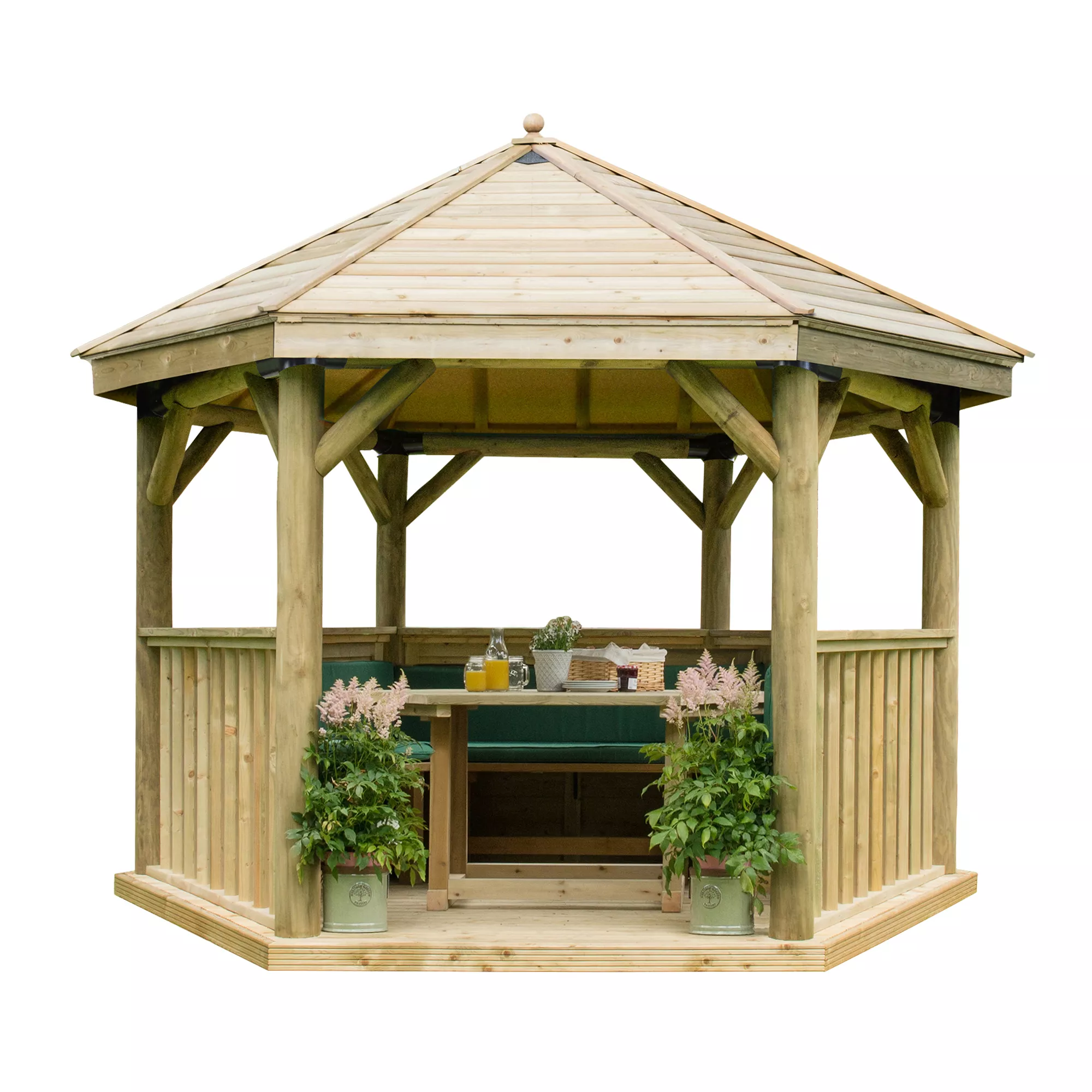 Forest Garden Furnished Hexagonal Gazebo, (W)3.78m (D)3.27m Forest Garden Furnished Hexagonal Gazebo, (W)3.78m (D)3.27m -Hozelock Shop forest garden furnished hexagonal gazebo w 3 78m d 3 27m5013053172469 02c bq