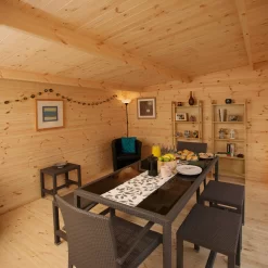 Forest Garden Mendip 5x4 Toughened Glass Pent Loglap Solid Wood Cabin With Double Door - Assembly Service Included -Hozelock Shop forest garden mendip 5x4 toughened glass pent loglap solid wood cabin with double door assembly service included5013053181799 36c bq