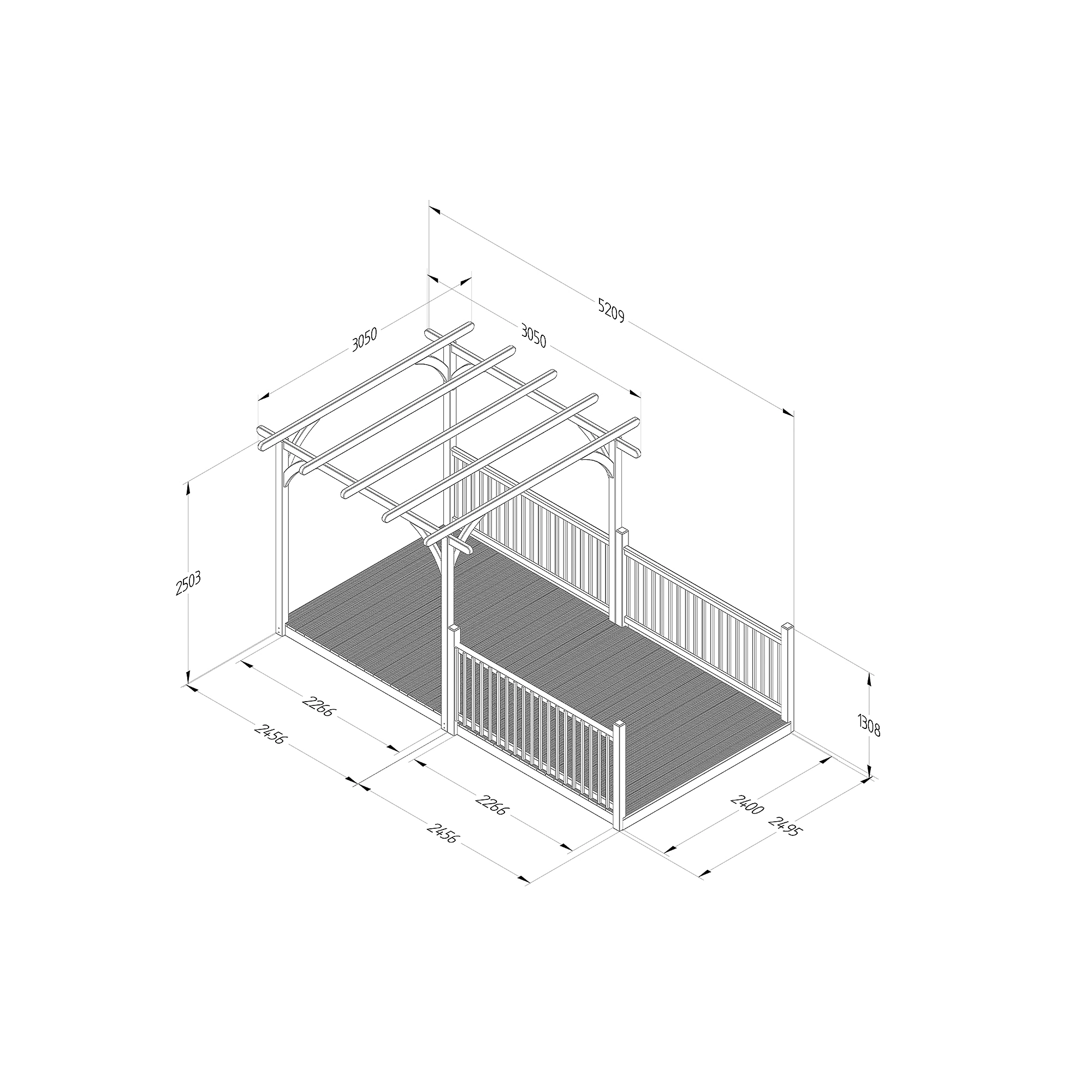 Forest Garden Natural Pergola & decking kit, x4 Post x3 Balustrade (H) 2.5m x (W) 5.2m Forest Garden Natural Pergola & Decking Kit, X4 Post X3 Balustrade (H) 2.5m X (W) 5.2m -Hozelock Shop forest garden natural pergola decking kit x4 post x3 balustrade h 2 5m x w 5 2m5013053192528 01t