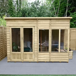 Forest Garden Oakley 10x6 Pent Overlap Solid Wood Summer House With Double Door