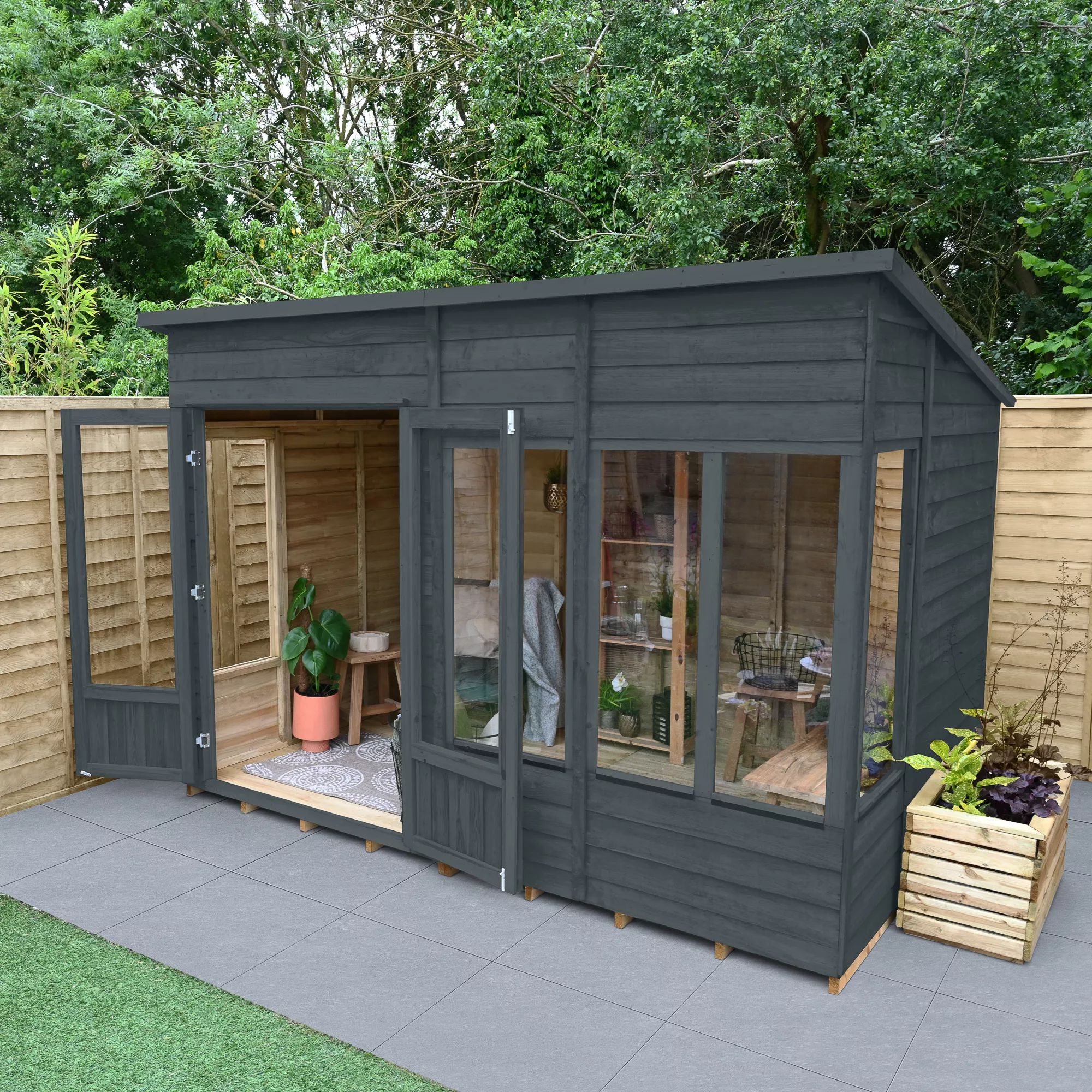 Forest Garden Oakley 10x6 Pent Overlap Solid wood Summer house with Double door Forest Garden Oakley 10x6 Pent Overlap Solid Wood Summer House With Double Door -Hozelock Shop forest garden oakley 10x6 pent overlap solid wood summer house with double door5013053188682 02i bq