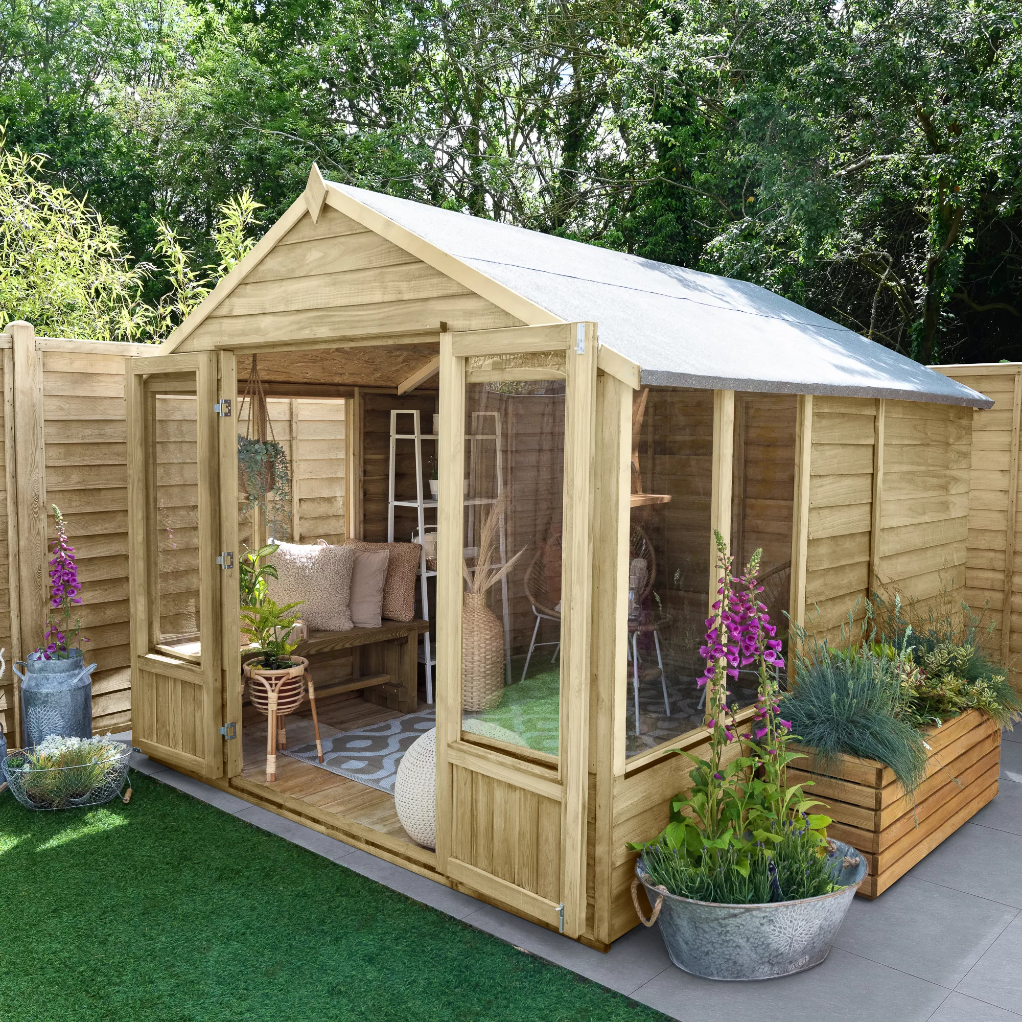 Forest Garden Oakley 8x10 Apex Overlap Solid wood Summer house with Double door - Assembly service included Forest Garden Oakley 8x10 Apex Overlap Solid Wood Summer House With Double Door - Assembly Service Included -Hozelock Shop forest garden oakley 8x10 apex overlap solid wood summer house with double door assembly service included5013053188781 02i bq