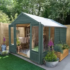Forest Garden Oakley 8x10 Apex Overlap Solid Wood Summer House With Double Door (Base Included) - Assembly Service Included -Hozelock Shop forest garden oakley 8x10 apex overlap solid wood summer house with double door base included assembly service included5013053188804 02i bq
