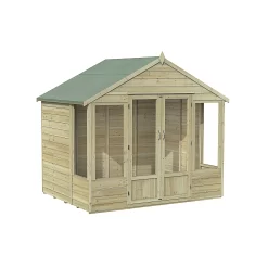 Forest Garden Oakley 8x6 Apex Overlap Solid Wood Summer House With Double Door - Assembly Service Included