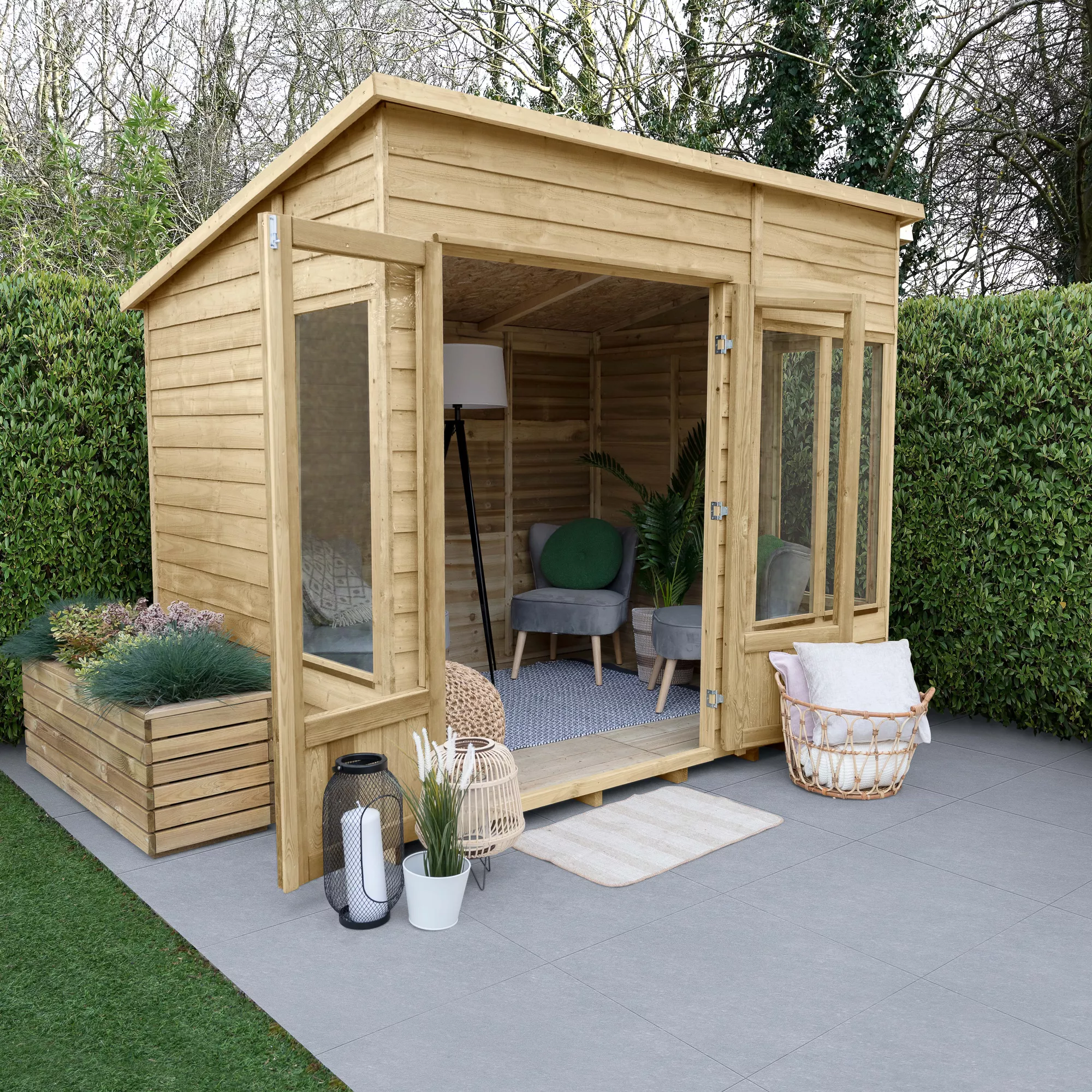 Forest Garden Oakley 8x6 Pent Overlap Solid wood Summer house with Double door Forest Garden Oakley 8x6 Pent Overlap Solid Wood Summer House With Double Door -Hozelock Shop forest garden oakley 8x6 pent overlap solid wood summer house with double door5013053188606 01i bq