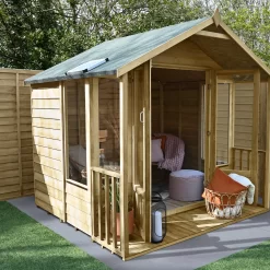 Forest Garden Oakley 8x8 Apex Overlap Solid Wood Summer House With Double Door (Base Included) -Hozelock Shop forest garden oakley 8x8 apex overlap solid wood summer house with double door base included 5013053188729 01i bq