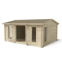 Forest Garden Rushock 5x4 Toughened Glass Apex Loglap Solid Wood Cabin With Double Door -Hozelock Shop forest garden rushock 5x4 toughened glass apex loglap solid wood cabin with double door5013053181492 04c bq