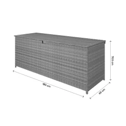 GoodHome Hamilton Steeple Grey Rattan Effect Storage Box (W) 180cm X (D) 65cm -Hozelock Shop goodhome hamilton steeple grey rattan effect storage box w 180cm x d 65cm5059340677415 02t