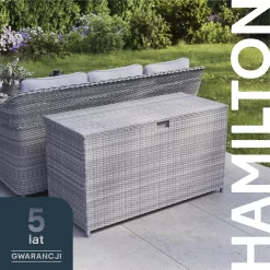 GoodHome Hamilton Steeple Grey Rattan Effect Storage Box (W) 180cm X (D) 65cm -Hozelock Shop goodhome hamilton steeple grey rattan effect storage box w 180cm x d 65cm5059340677415 41i PL