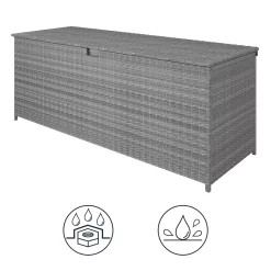 GoodHome Hamilton Steeple Grey Rattan Effect Storage Box (W) 180cm X (D) 65cm -Hozelock Shop goodhome hamilton steeple grey rattan effect storage box w 180cm x d 65cm5059340677415 71c