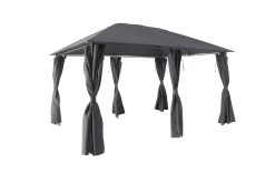 GoodHome Shamal Steel Grey Rectangular Gazebo, (W)2.96m (D)3.96m - Assembly Required
