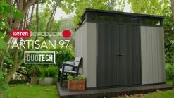 Keter Artisan 9x7 Ft Pent Tongue & Groove Grey Plastic Shed With Floor -Hozelock Shop keter artisan 9x7 ft pent tongue groove grey plastic shed with floor7290106933996 VEN EN bq 1