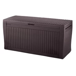 Keter Comfy Wood Effect Plastic Garden Storage Box 270L -Hozelock Shop keter comfy wood effect plastic garden storage box 270l7290106930179 02bq