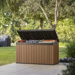 Keter Darwin Wood Effect 5x2 Garden Storage Bench Box 570L -Hozelock Shop keter darwin wood effect 5x2 garden storage bench box 570l7290112636263 03i bq