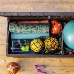 Keter Darwin Wood Effect 5x2 Garden Storage Bench Box 570L -Hozelock Shop keter darwin wood effect 5x2 garden storage bench box 570l7290112636263 04i bq