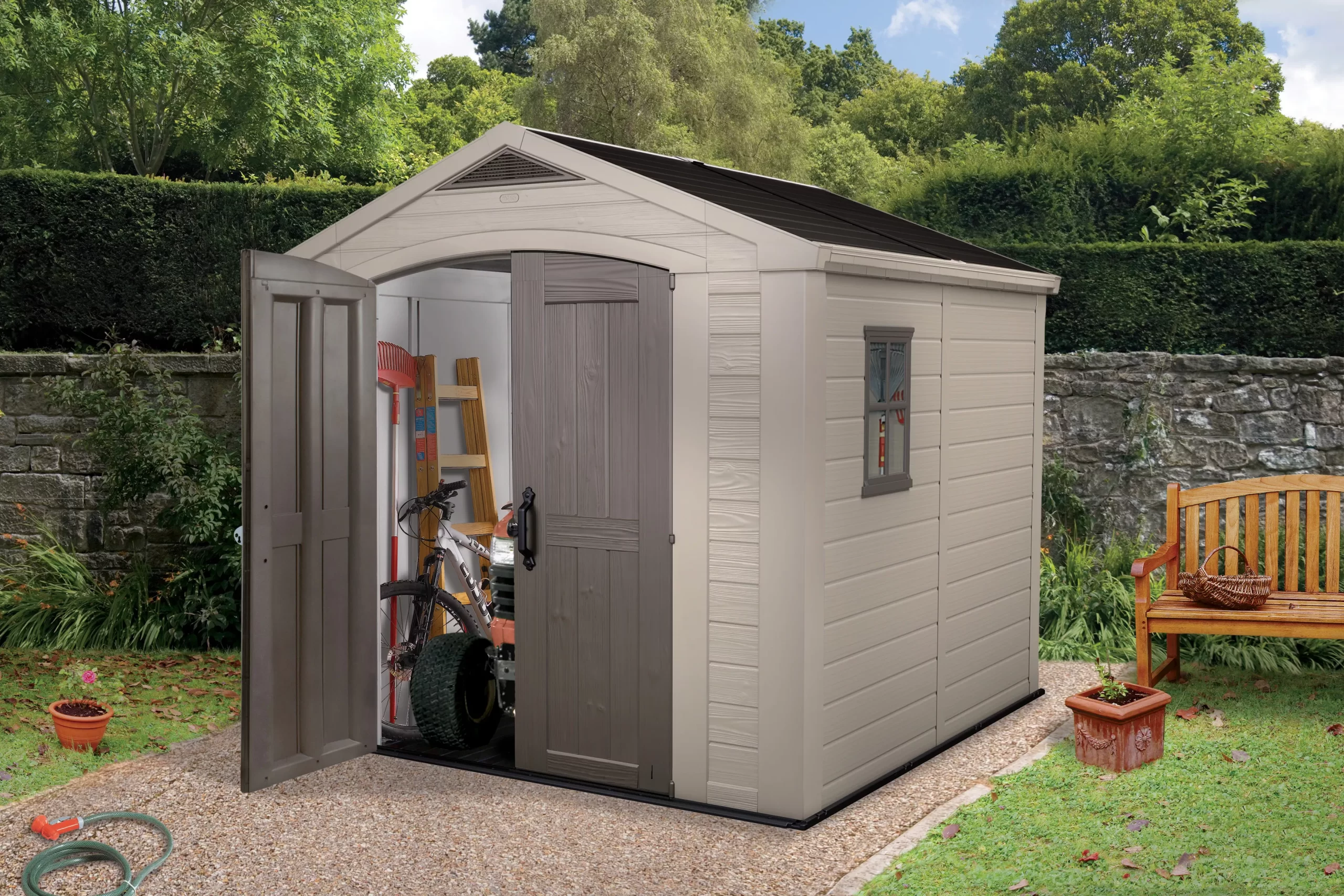 Keter Factor 8x8 Apex Beige Plastic Shed with floor Keter Factor 8x8 Apex Beige Plastic Shed With Floor -Hozelock Shop keter factor 8x8 apex beige plastic shed with floor7290103664954 01i scaled