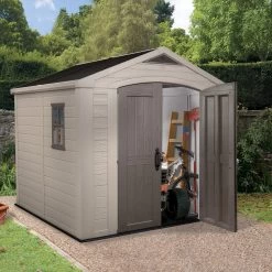 Keter Factor 8x8 Apex Beige Plastic Shed With Floor 4 Keter Factor 8x8 Apex Beige Plastic Shed With Floor -Hozelock Shop keter factor 8x8 apex beige plastic shed with floor7290103664954 02bq