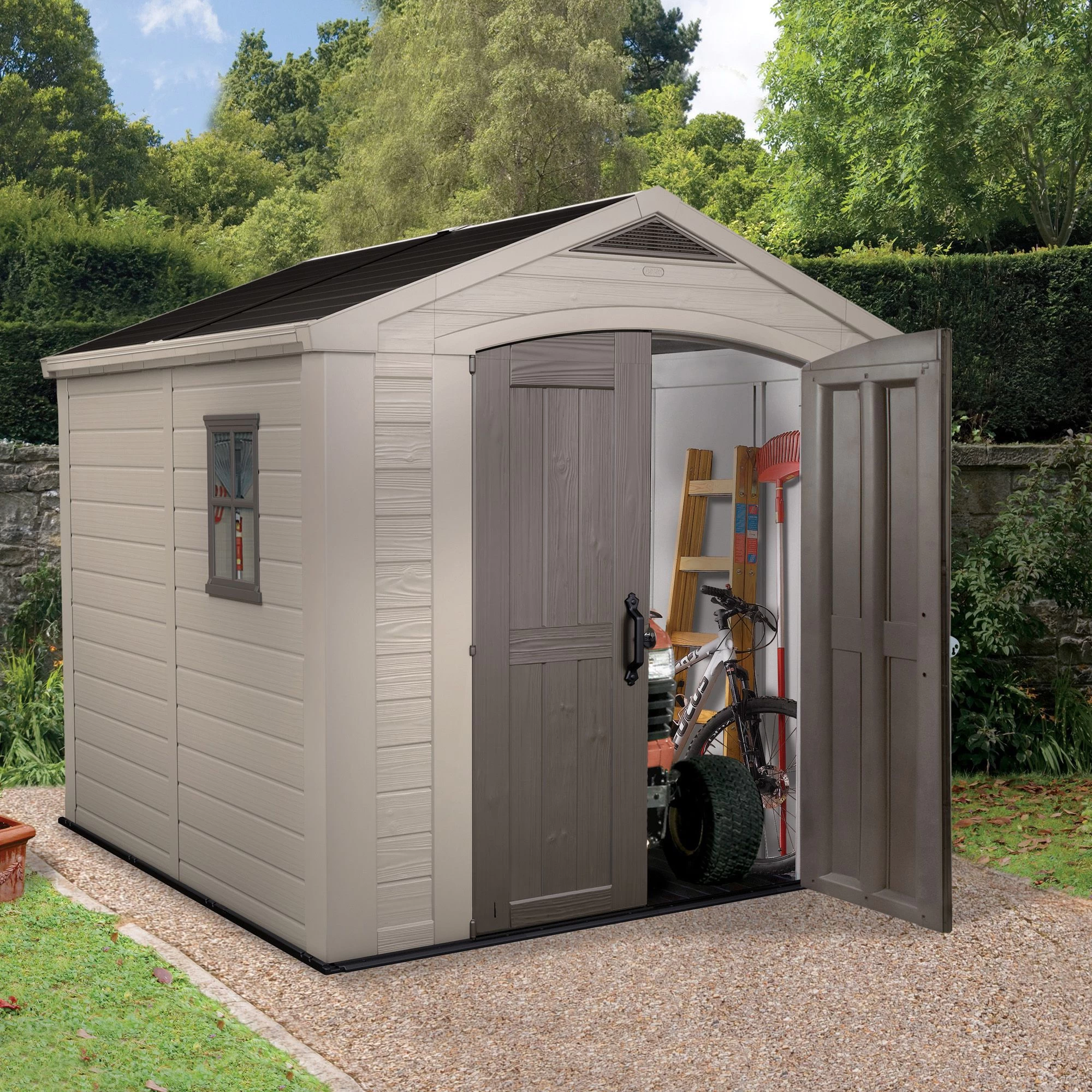 Keter Factor 8x8 Apex Beige Plastic Shed with floor Keter Factor 8x8 Apex Beige Plastic Shed With Floor -Hozelock Shop keter factor 8x8 apex beige plastic shed with floor7290103664954 02bq