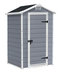 Keter Manor 4x3 Ft Apex Grey Plastic Shed (Base Included) -Hozelock Shop keter manor 4x3 ft apex grey plastic shed base included 7290106939677 03c