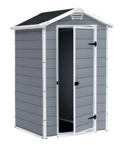 Keter Manor 4x3 Ft Apex Grey Plastic Shed (Base Included) -Hozelock Shop keter manor 4x3 ft apex grey plastic shed base included 7290106939677 21c