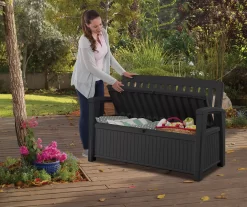 Keter Patio Wood Effect Garden Storage Bench Box - Partial Assembly Required 227L -Hozelock Shop keter patio wood effect garden storage bench box partial assembly required 227l7290112634825 03i bq