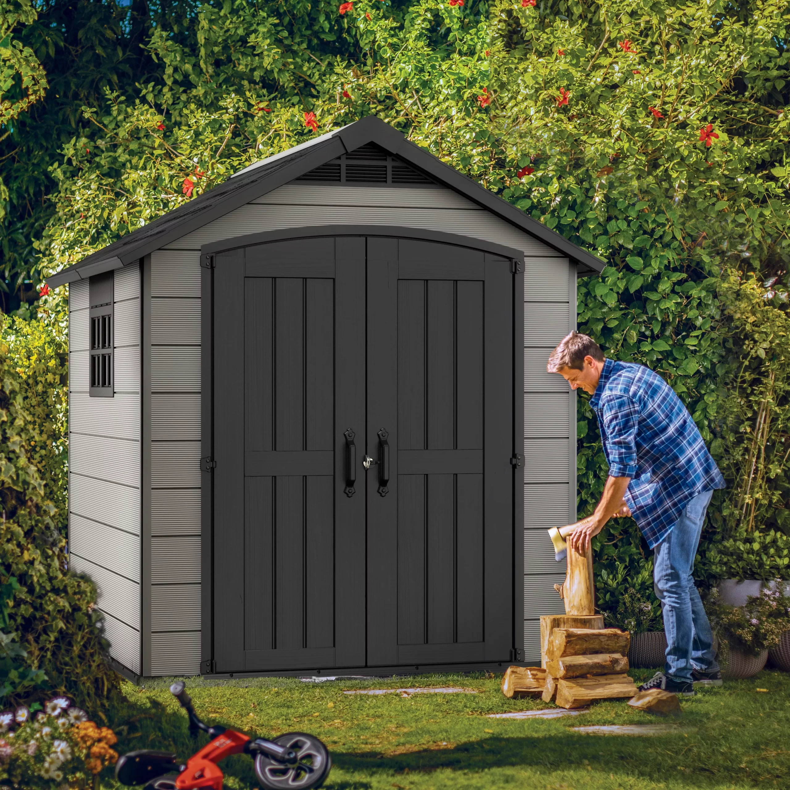 Keter Premier Apex Tongue & groove Grey Shed with floor Keter Premier Apex Tongue & Groove Grey Shed With Floor -Hozelock Shop keter premier apex tongue groove grey shed with floor7290112634122 01i bq scaled