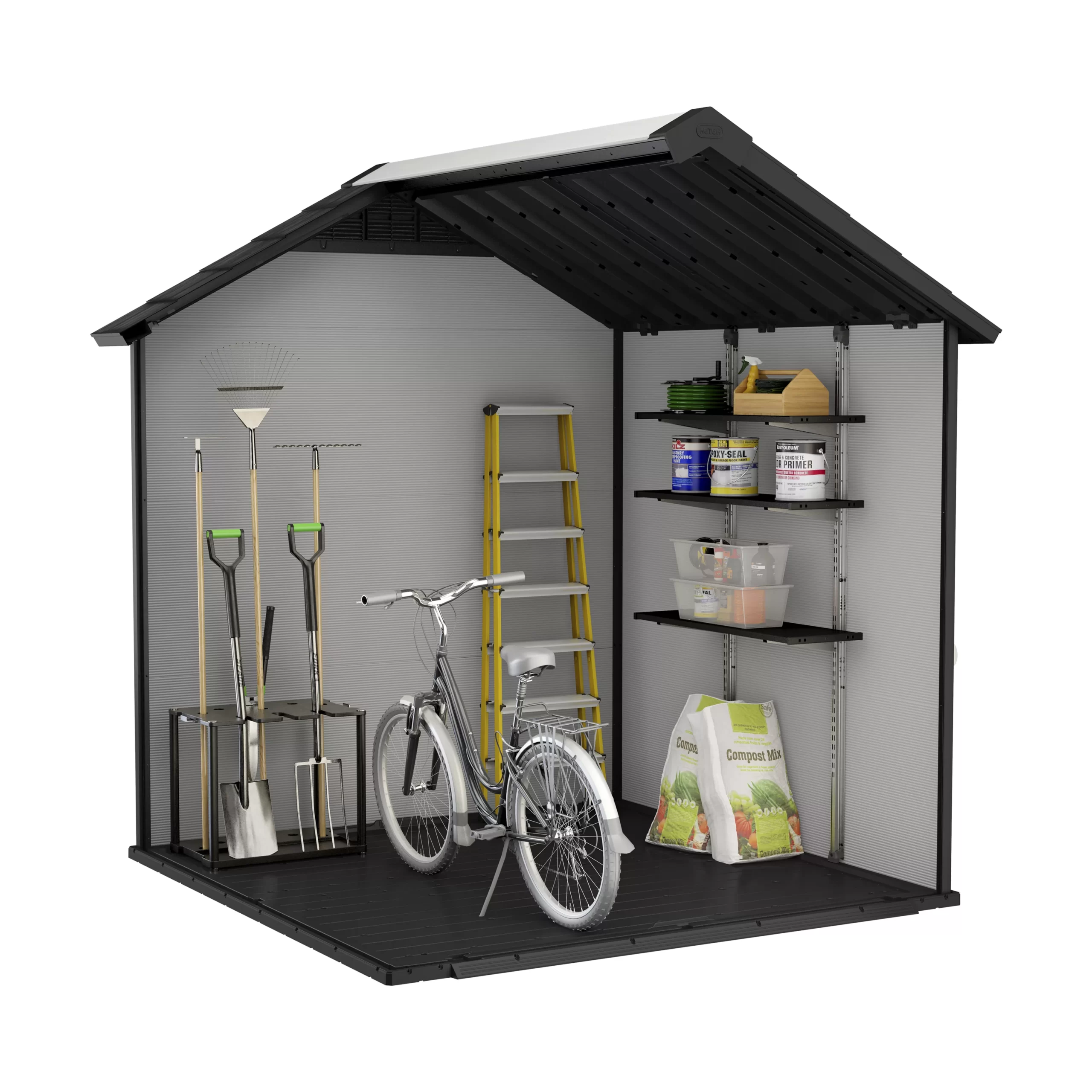 Keter Premier Apex Tongue & groove Grey Shed with floor Keter Premier Apex Tongue & Groove Grey Shed With Floor -Hozelock Shop keter premier apex tongue groove grey shed with floor7290112634122 40c bq scaled
