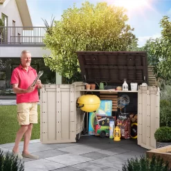 Keter Store It Out Midi Wood Effect Garden Storage Box -Hozelock Shop keter store it out midi wood effect garden storage box7290112634276 04i bq