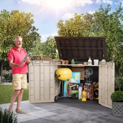 Keter Store It Out Midi Wood Effect Garden Storage Box -Hozelock Shop keter store it out midi wood effect garden storage box7290112634276 05i bq