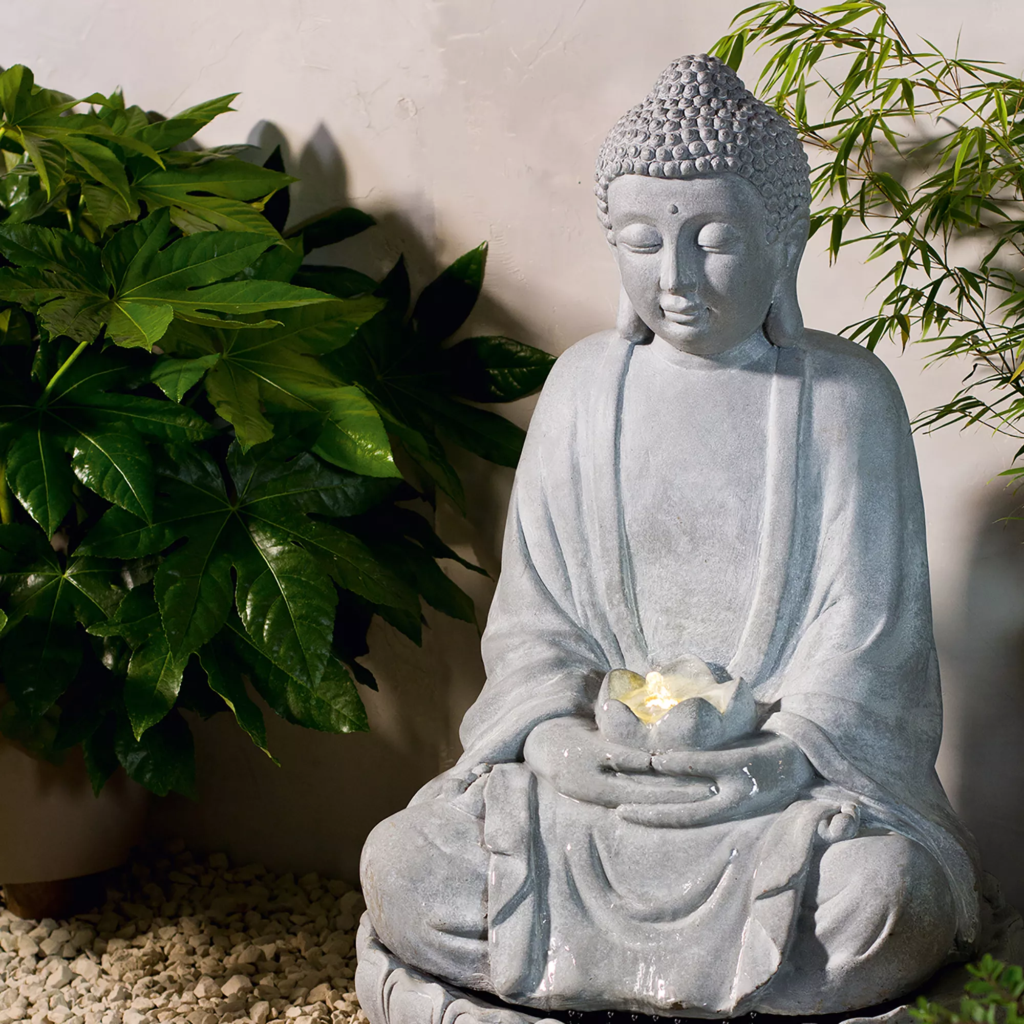 Mains-powered Buddha Water feature with LED lights (H)86cm Mains-powered Buddha Water Feature With LED Lights (H)86cm -Hozelock Shop mains powered buddha water feature with led lights h 86cm5053844243619 02i bq