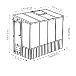 Mercia 8x4 Lean To Greenhouse With Adjustable Vent -Hozelock Shop mercia 8x4 lean to greenhouse with adjustable vent5029442076096 01t bq