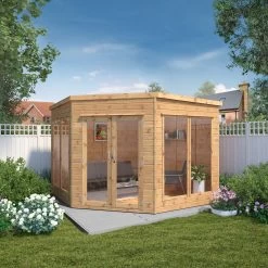 Mercia Corner 9x9 Ft Flat Shiplap Wooden Summer House With Double Door -Hozelock Shop mercia corner 9x9 ft flat shiplap wooden summer house with double door5029442088563 01i