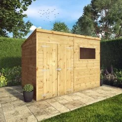 Mercia Premium 10x6 Ft Pent Shiplap Wooden 2 Door Shed With Floor -Hozelock Shop mercia premium 10x6 ft pent shiplap wooden 2 door shed with floor5029442009285 01i