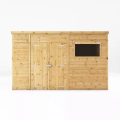 Mercia Premium 12x8 Ft Pent Shiplap Wooden 2 Door Shed With Floor -Hozelock Shop mercia premium 12x8 ft pent shiplap wooden 2 door shed with floor5029442009315 02c