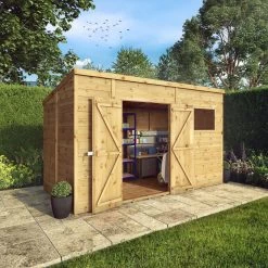 Mercia Premium 12x8 Ft Pent Shiplap Wooden 2 Door Shed With Floor